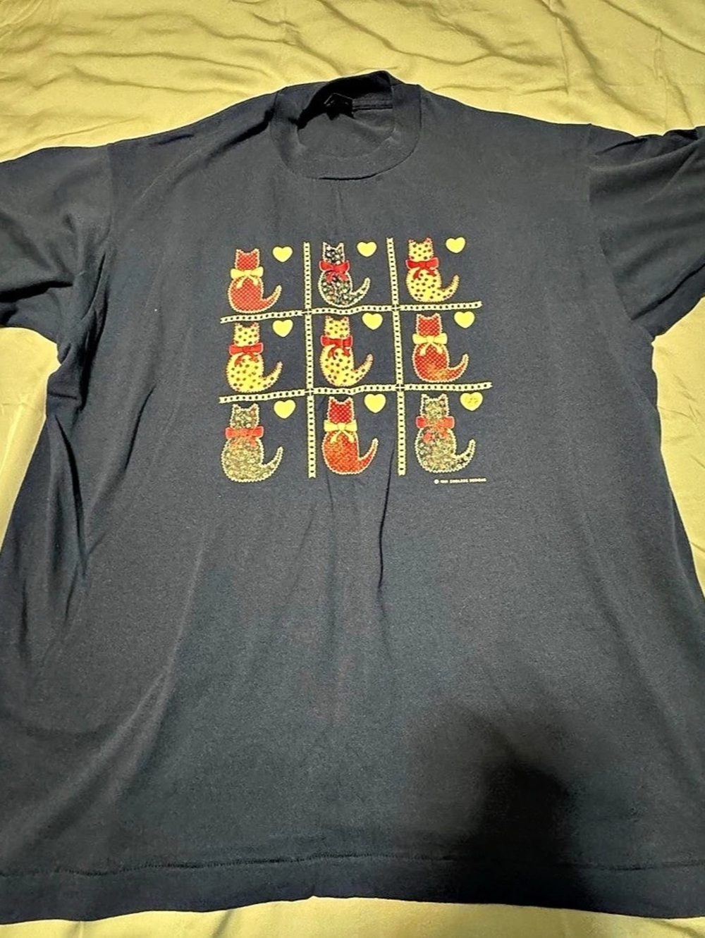Vintage 1991 Cat Graphic Tee Screen Stars Best XL USA Made